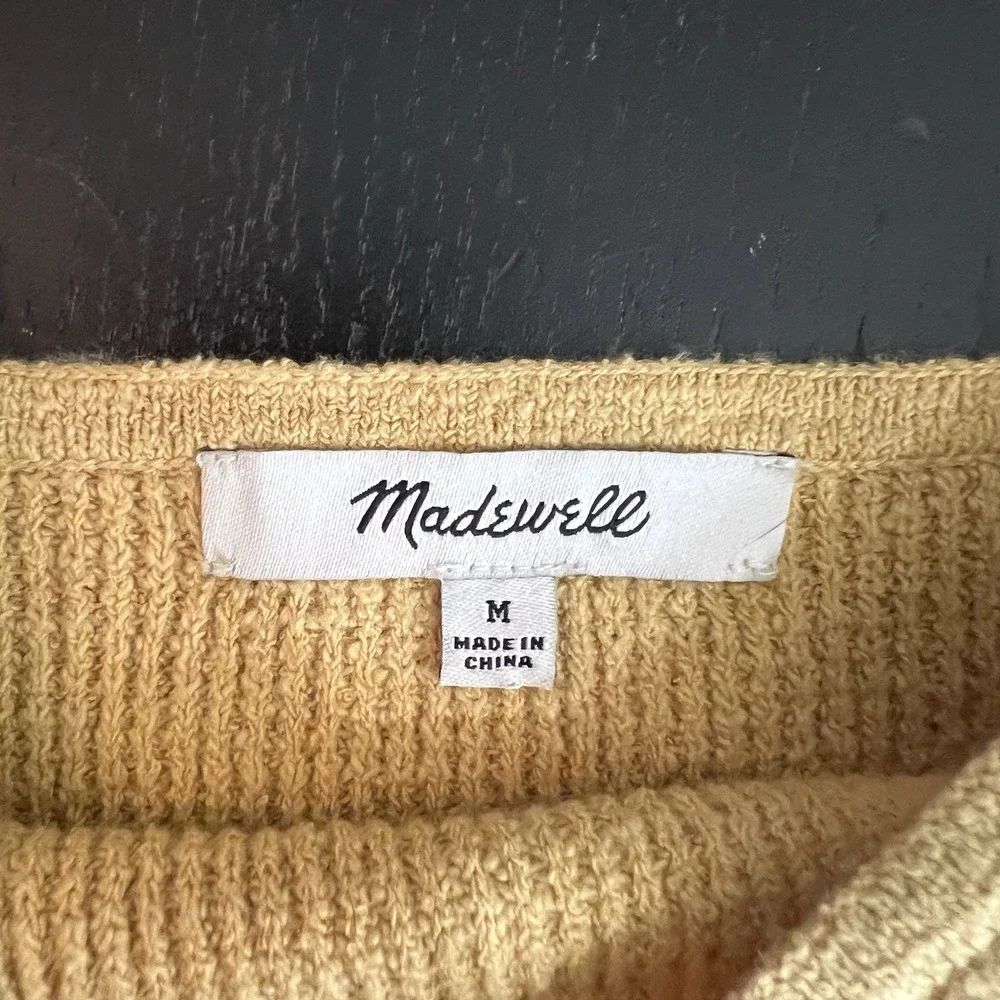 Madewell‎ Halstead Square-Neck Sweater Tank Sz Medium Dusty Yellow Strap Cropped